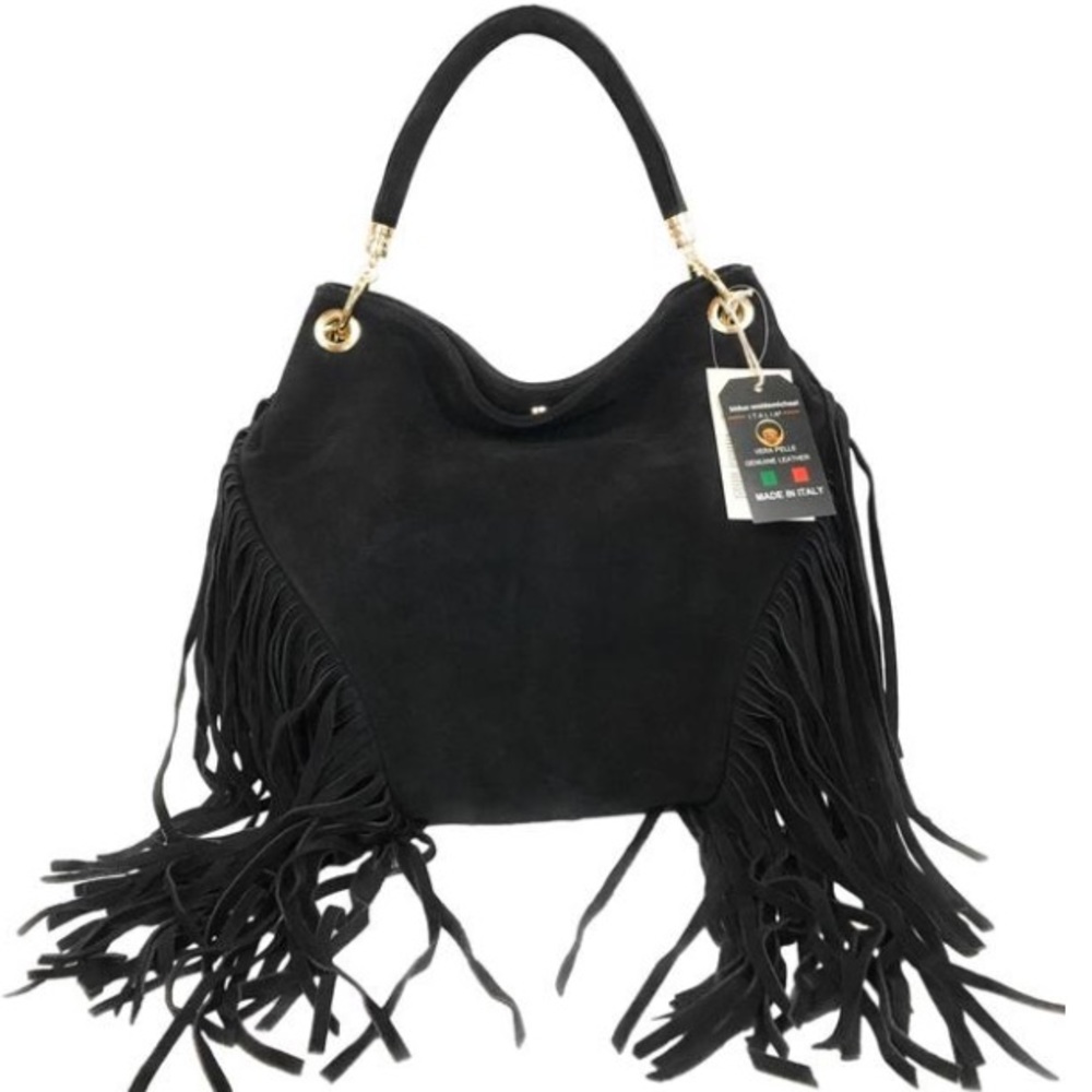 Suede leather made in Italy luxury hobo shoulder